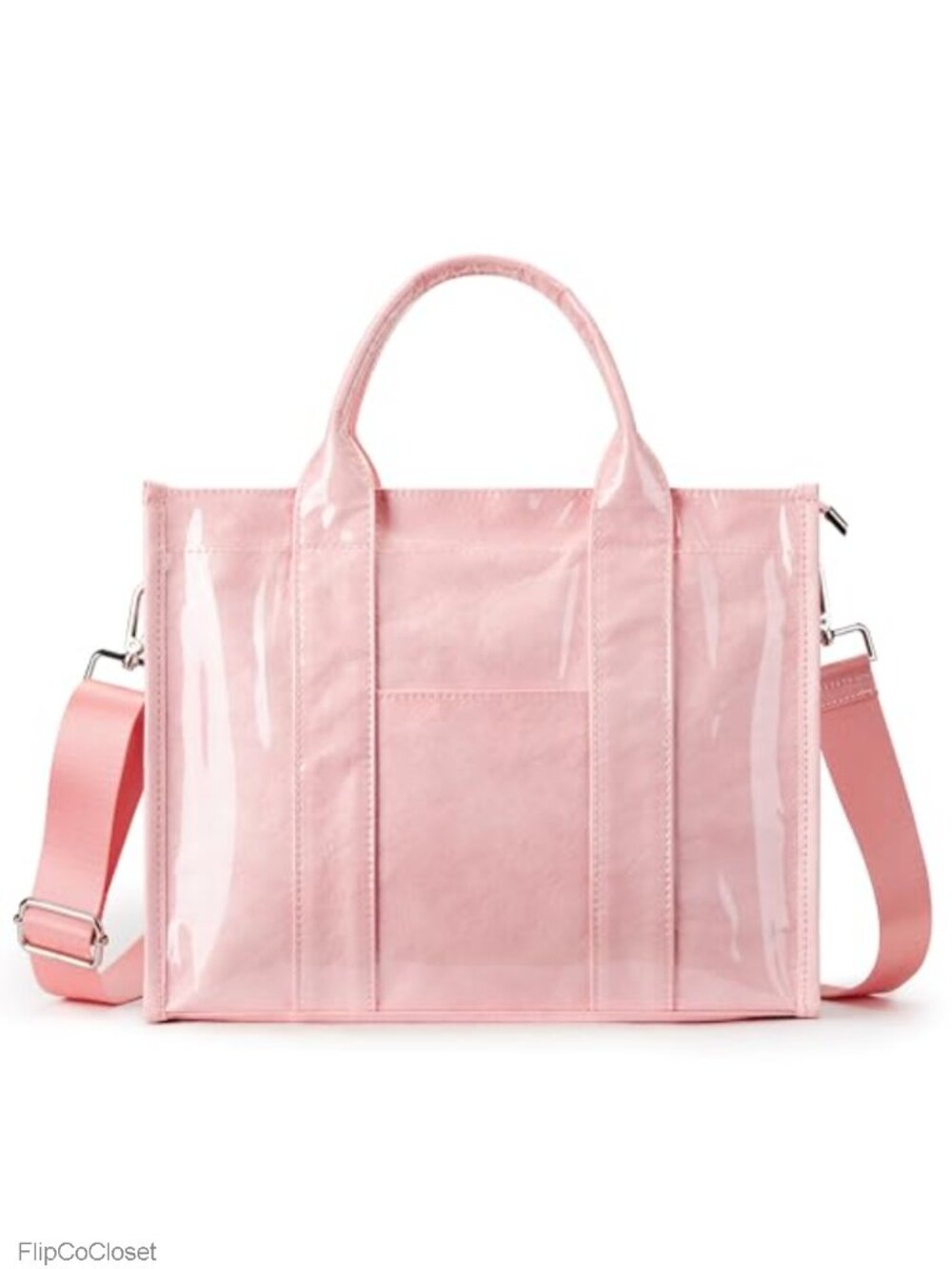 Clear PVC Tote Bag Large Zipper Crossbody Shoulder Bag Travel Work